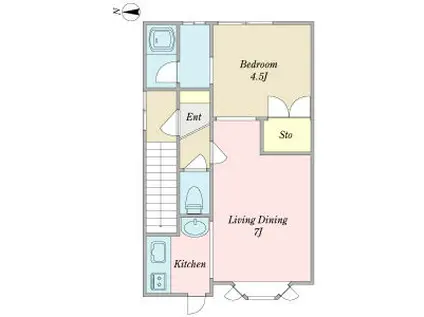 メモワールメゾン(1LDK/2階)の間取り写真