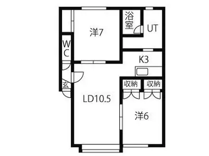 金盛マンションB(2LDK/3階)の間取り写真