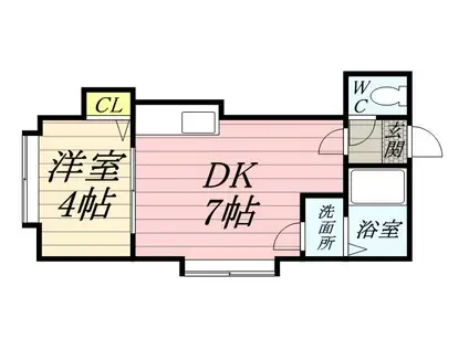 ヴァンテアン北(1DK/2階)の間取り写真