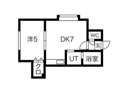 ドミール北21(1LDK/2階)の間取り写真