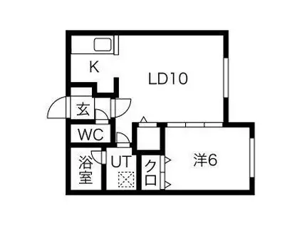 クラリス菊水(1LDK/2階)の間取り写真