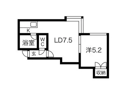 メゾンドールK(1LDK/2階)の間取り写真