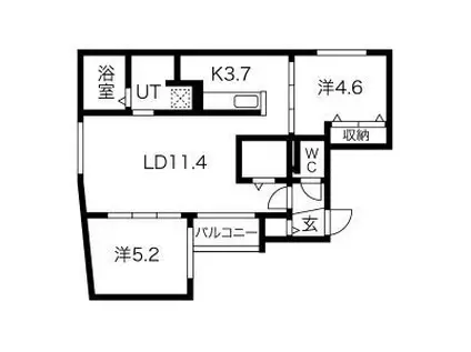 リュクス平岸(2LDK/2階)の間取り写真