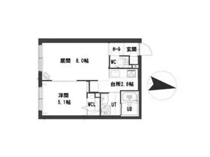 グランメール 新道東駅Ⅱ(1LDK/2階)の間取り写真