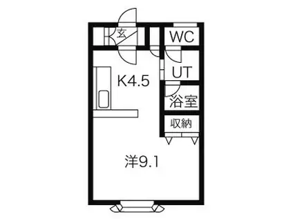 ジュネス・ディス(1K/2階)の間取り写真