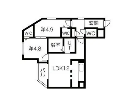 レジデンス北18条(2LDK/2階)の間取り写真