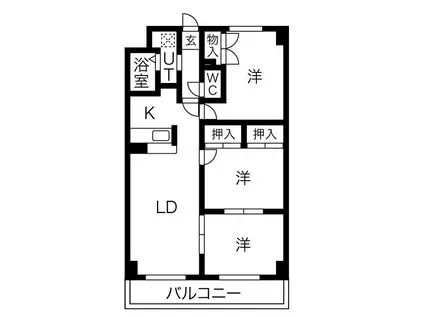 元町ガーデン(3LDK/5階)の間取り写真