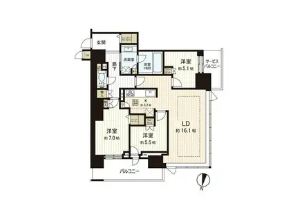 ONE札幌ステーションタワー(3LDK/14階)の間取り写真
