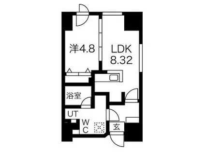 ルラシオン札幌駅前(1DK/7階)の間取り写真