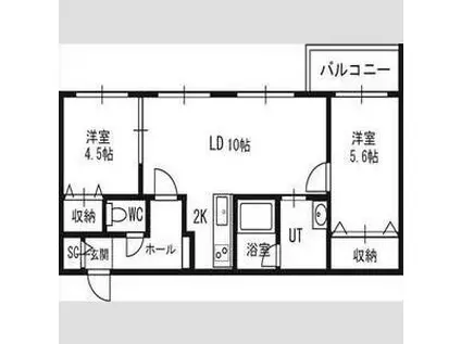 トロワブラン(2LDK/4階)の間取り写真