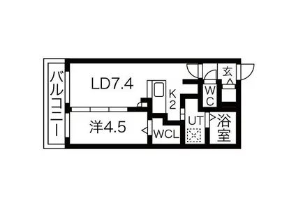 ANGELIC VILLAGE北23条エンジェリック ヴィレッ(1LDK/2階)の間取り写真