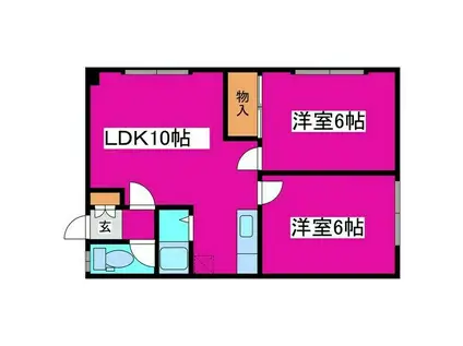 リバティハイツA(2LDK/2階)の間取り写真