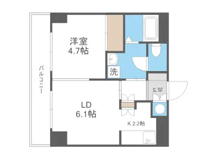 ホープ北21(1LDK/4階)の間取り写真