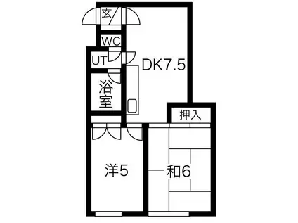 美和ハイツ(2DK/1階)の間取り写真