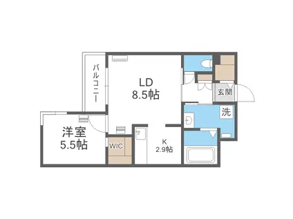 エフュート福住(1LDK/2階)の間取り写真