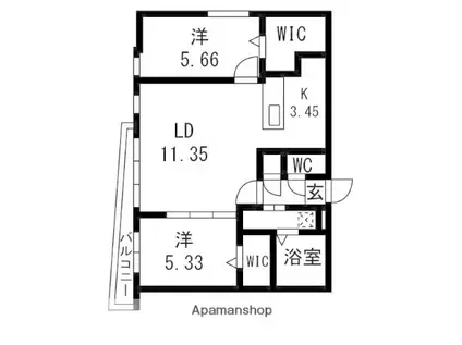 WARMTH INN南4条(2LDK/2階)の間取り写真