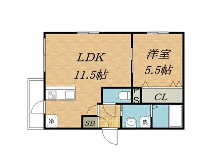 ルヌアージュ新道東(1LDK/5階)の間取り写真