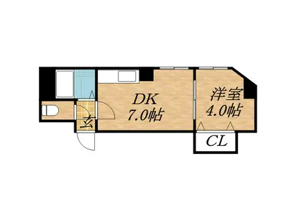 パルコート光星(1DK/2階)の間取り写真