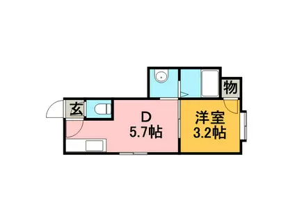 ボヌールN16(1DK/1階)の間取り写真