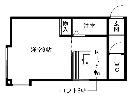 マリオンコート(1K/3階)の間取り写真