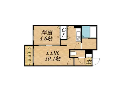 セントポーリア フラン(1LDK/2階)の間取り写真