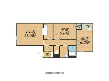 プレセアパレス(2LDK/3階)の間取り写真