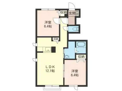 シャーメゾンベルクⅡ(2LDK/1階)の間取り写真