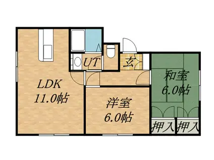 アーバン37(2LDK/1階)の間取り写真