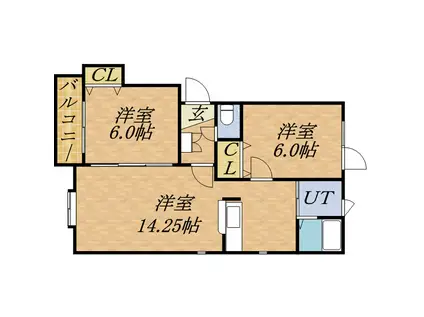 アドラブール(2LDK/3階)の間取り写真