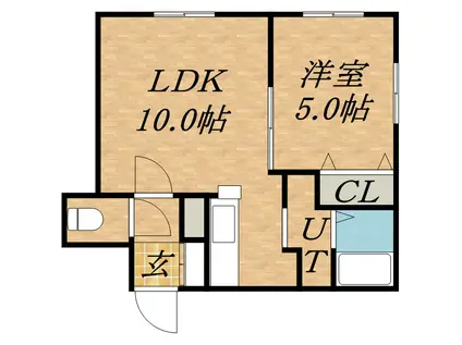 プリマクラッセ環状通東(1LDK/2階)の間取り写真