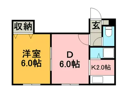 プラザイン桑園(1DK/2階)の間取り写真