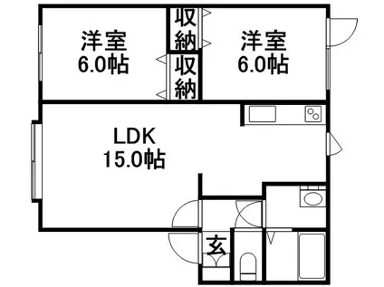 ハイツカルム(2LDK/1階)の間取り写真
