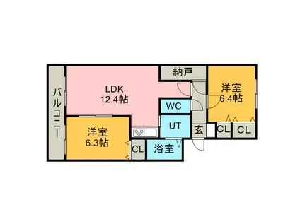 アメニティ発寒(2LDK/4階)の間取り写真