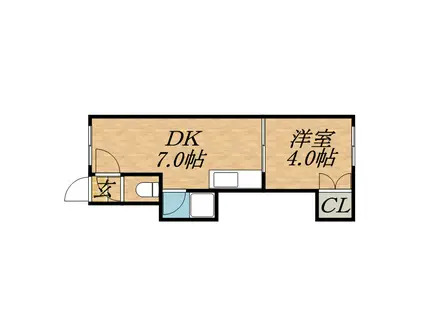 クルーズハウス玉園東(1DK/2階)の間取り写真