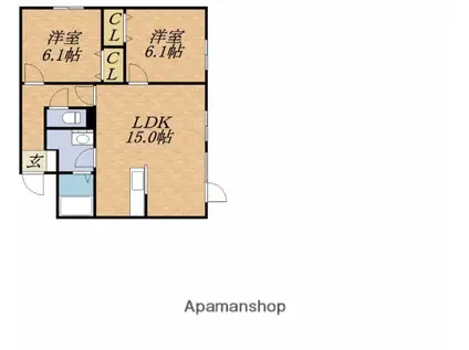 パレス遠藤(2LDK/1階)の間取り写真