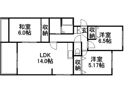グリターパレス(3LDK/2階)の間取り写真