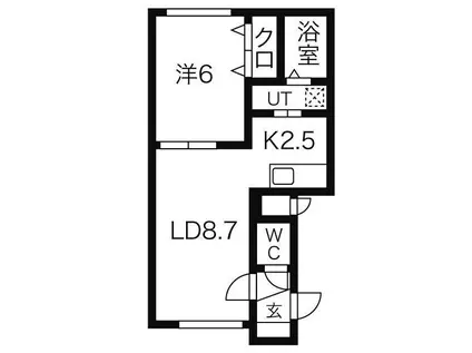 ボヌールN33(1LDK/2階)の間取り写真