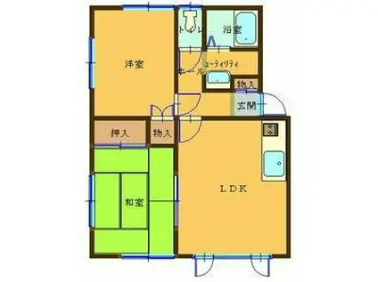 レジデンスモン・ローゼA(2LDK/1階)の間取り写真