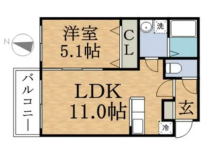 ドルチェ621(1LDK/4階)の間取り写真