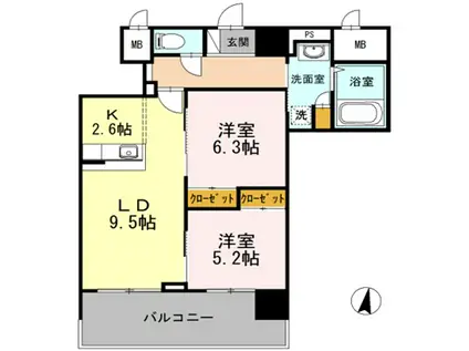 アコード23(2LDK/10階)の間取り写真