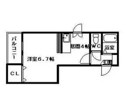 ツインビルいとう2号館(1DK/1階)の間取り写真