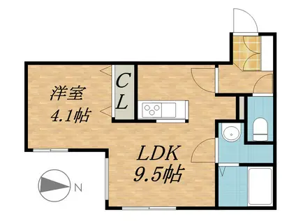 ノースカナル(1DK/3階)の間取り写真