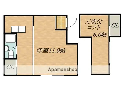 ささきハイツ(ワンルーム/2階)の間取り写真