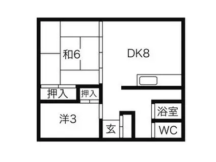 らいらっくコーポ(2DK/1階)の間取り写真