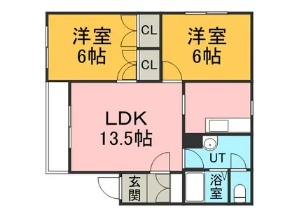 カルテット(2LDK/1階)の間取り写真