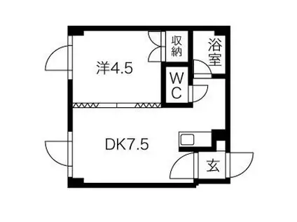 プレステージ北20条(1DK/3階)の間取り写真