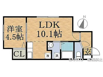 ファクター麻生(1LDK/3階)の間取り写真