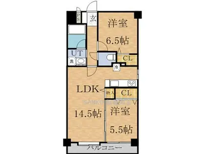 ラディア近代美術館前(2LDK/6階)の間取り写真