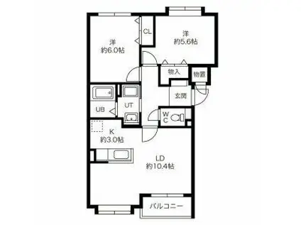 ノースヴィラ弐番館(2LDK/3階)の間取り写真