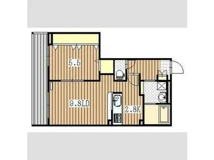 ラスベート(1LDK/1階)の間取り写真